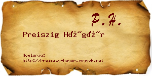 Preiszig Hágár névjegykártya